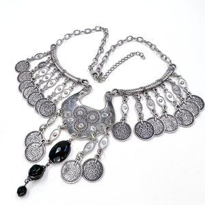Up-Cycled - Paparazzi Treasure Temptress Antiqued Silver Faux Coin 16” Necklace